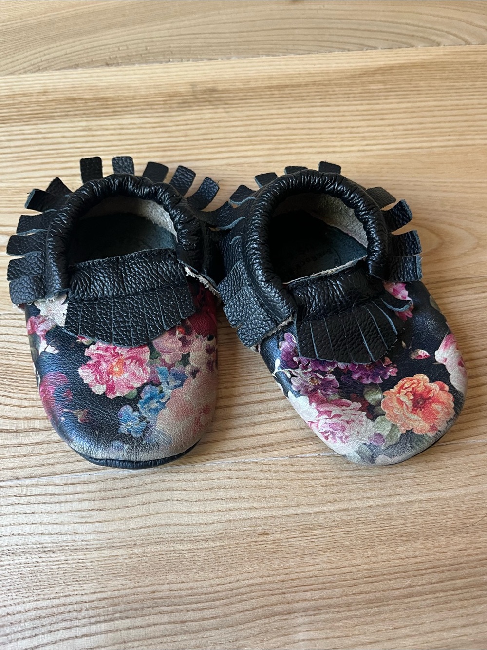 Bird Rock Baby Black Floral Toddler Moccasin Shoes